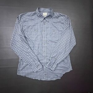 Genteal Shirt Mens 2XL Blue Performance Flannel Nylon Fleece Blend Southern
